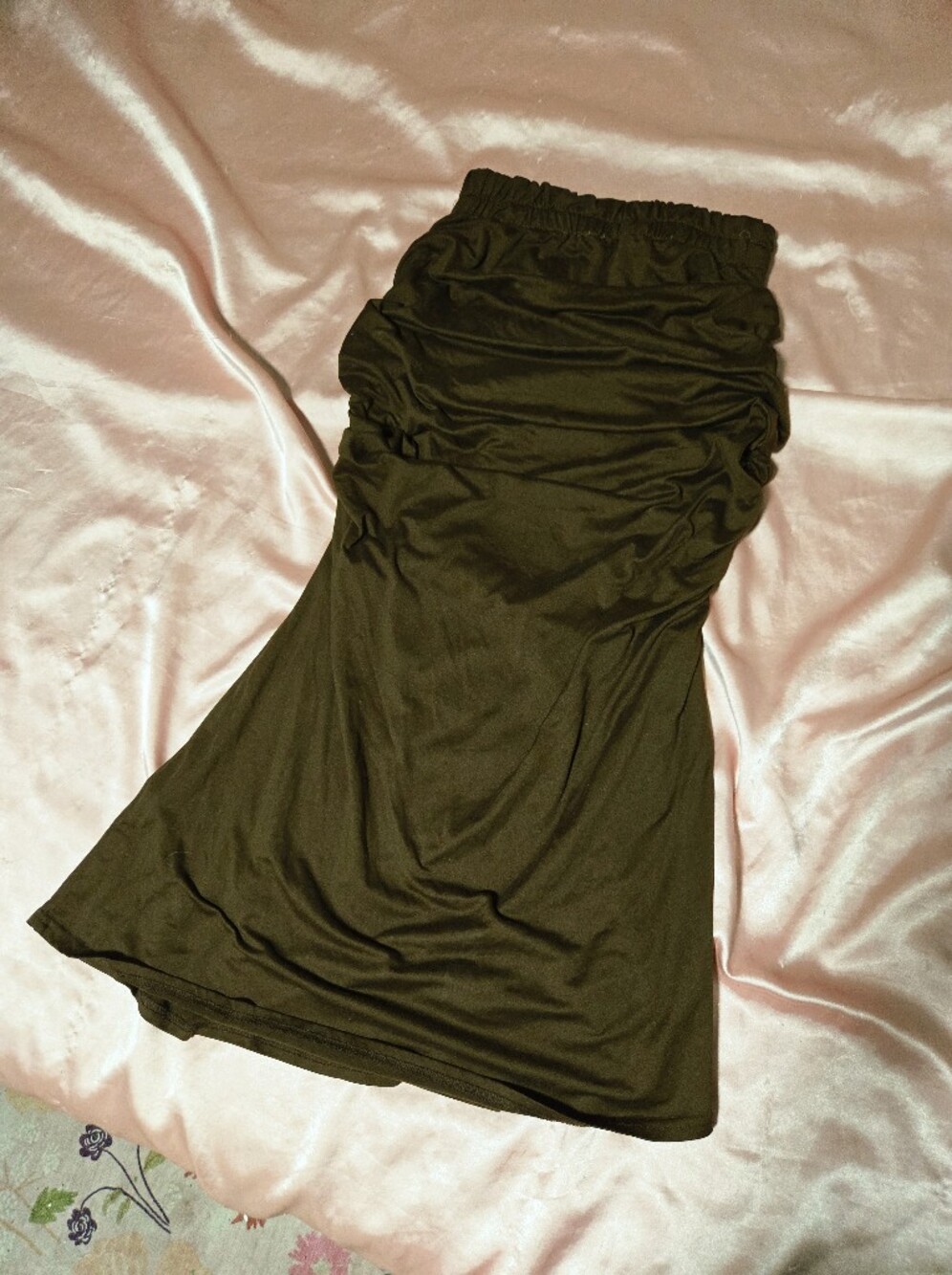 Women’s Brown Ruched Midi Skirt
